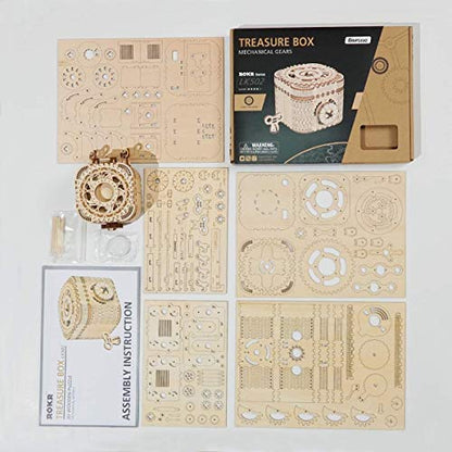 ROKR 3D Wooden Puzzle Mechanical Treasure Box Model DIY Brain Teaser Projects for Adult Kid Age 14+ - WoodArtSupply