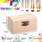 Chumia 48 Pcs Unfinished Wooden Craft Boxes with 40 Paintbrushes Small Wooden Boxes Treasure Chest with Lid and Clasp Wood Storage Box for DIY Baby Chumia