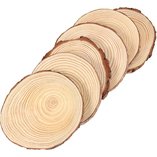 KOHAND 12 PCs 6-7 Inch Wood Slices for Crafts, Unfinished Wood Rounds with Bark, Round Wooden Discs Circles for Christmas Ornaments Wedding Rustic KOHAND