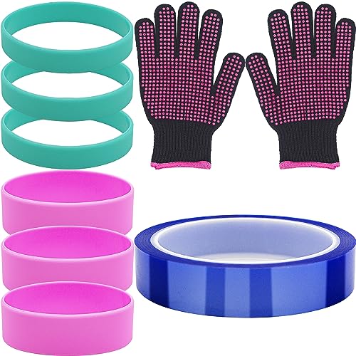 Universal Sublimation Tumblers Kit, 2Pcs Heat Gloves for Sublimation, 6 Pcs Silicone Bands for Sublimation Tumbler, 1 Pc Heat Tape for Sublimation