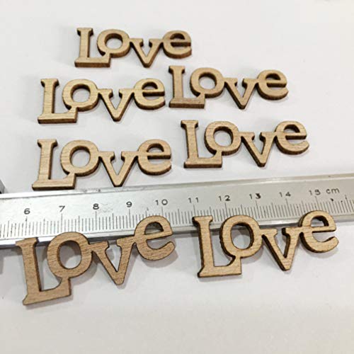 STOBOK 50pcs Wooden Love Letters Unfinished Wood Cutouts Wood Shapes Pieces Wood Discs Slices for DIY Craft Wedding Birthday Party Favors STOBOK