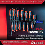 Olsa Tools Magnetic Screwdriver Rail Organizer| Professional Quality Magnetic Tool Holder | Fits up to 16 Screwdrivers | Blue Olsa Tools
