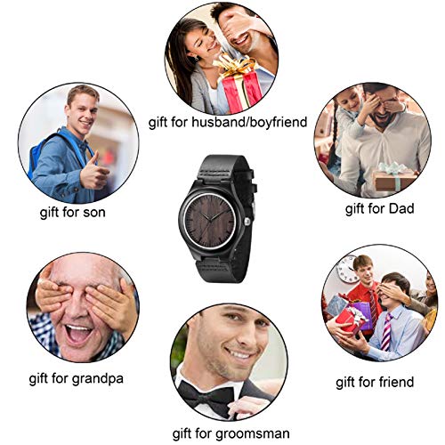 UMIPHIMAT Engraved Wooden Watches for Boyfriend Husband - Personalized Ebony Wood Watch for Birthday Anniversary Valentines Day Gifts UMIPHIMAT