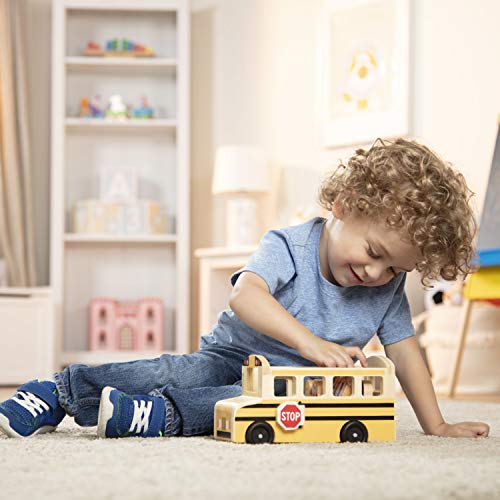 Melissa & Doug School Bus Wooden Toy Set With 7 Figures, Pretend Play, Classic Toys For Kids Melissa & Doug