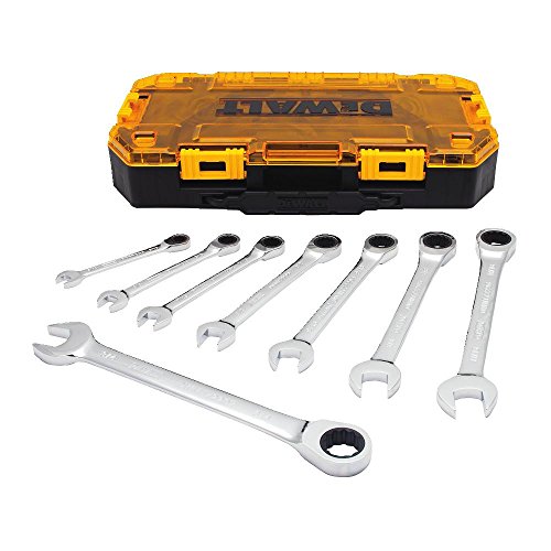 DEWALT Wrench Set, Combination Ratchet Wrench SAE, Direct Torque Technology, Lockable Case Included, 8 Piece (DWMT74733) - WoodArtSupply