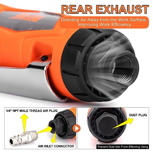 REFINE 1/4-Inch Air Straight Die Grinder, 22000RPM, Pneumatic Die Grinder for Grinding, Cutting, Polishing, Welding Repair, Deburring, 1/4"(6MM) & - WoodArtSupply