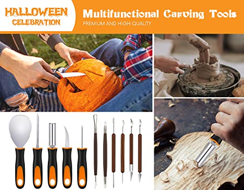 NESSTU Pumpkin Carving Kit with Stencils, 28 PCS Halloween Pumpkin Carving Tools, Professional Pumpkin Carving Set, Heavy Duty Stainless Steel NESSTU