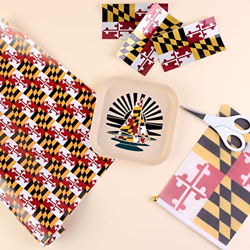 Tintnut Maryland Flag Permanent Vinyl Roll - 12 inch x 5ft, Pattern Adhesive Vinyl Compatible with Cricut Machine, Self Sticker Waterproof Vinyl Tintnut