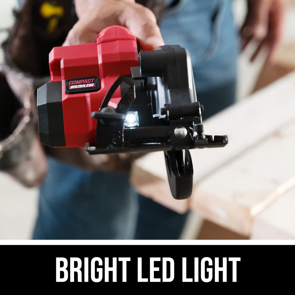 SKIL PWRCORE 20 Brushless 20V 4-1/2 In. Compact Lightweight One-hand Circular Saw Kit with Up to 6,000 RPM Includes 2.0Ah PWR CORE 20 Lithium Battery Skil