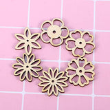 Sewroro 50pcs Unfinished Wooden Flower Cutouts Hollow Flower Wood Chip for DIY Crafts Wedding Christmas Decoration Sewroro