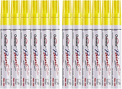 Lesun Yellow Paint Pens Paint Markers, 12 Pack Waterproof Oil-Based Paint Pen Set Quick Dry and Permanent, Markers for Rock Painting, Stone, Ceramic, - WoodArtSupply