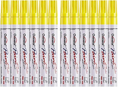 Lesun Yellow Paint Pens Paint Markers, 12 Pack Waterproof Oil-Based Paint Pen Set Quick Dry and Permanent, Markers for Rock Painting, Stone, Ceramic, Lesun