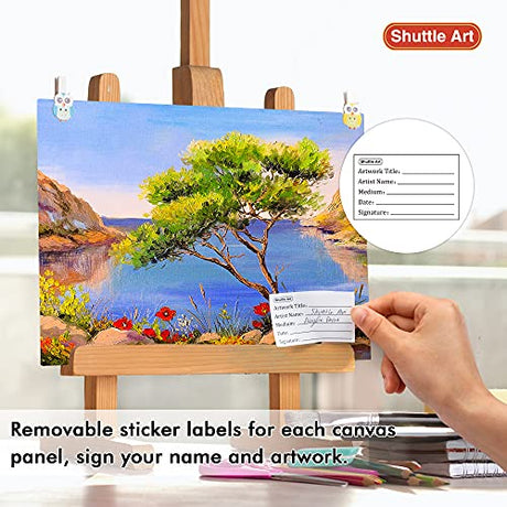 50 Pack Canvas Painting Kit, Shuttle Art Painting Supplies with 28 Multi Sizes Canvas Boards for Painting and 22 Tools including Paint Brushes, Shuttle Art
