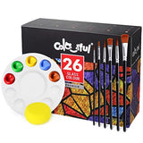 Colorful Glass Paint Kit with 6 Brushes, 1 Palette & 1 Sponge - 30ml/Bottle 26 Colors Permanent Stain Glass Paints for Gallery, Window, Wine Glass Colorful