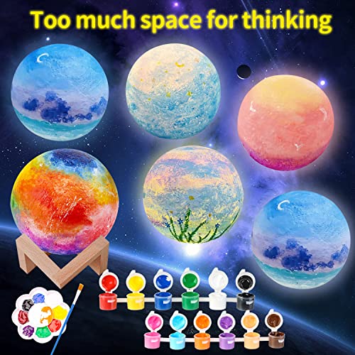 Paint Your Own Moon Lamp Kit, Valentines Gifts DIY 3D Moon Light Cool Galaxy Lamp,Toys for Teens Boys Girls, Arts & Crafts Kit Art Supplies for Kids, Weceit
