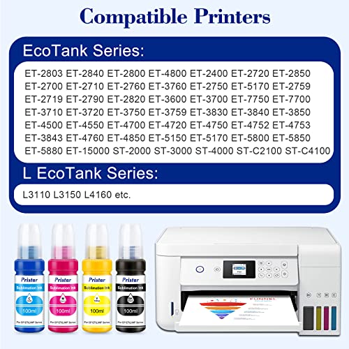 Pristar Sublimation Ink for EPS Ecotank ET 2803 ET-2800 ET-4800 ET-2850 2840 ET-2710 ET 2720 ET 2760 ET-15000 ET-3760 ET-2400 ET-2750 5170 400ml