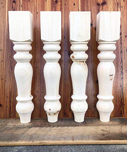 CAROLINA LEG CO. Chunky Pine Dining and Bench Combo - Farmhouse Legs - Set of 4 Dining and Bench Legs - Unfinished - Made in NC CAROLINA LEG CO.