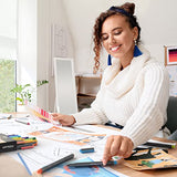 ARTEZA Felt Tip Pens, Set of 24 Basic Brush Tip Calligraphy Pens for Note Taking, Sketching, Cross-Hatching, and Outlining, Dye-Based Ink, Smear-Free ARTEZA