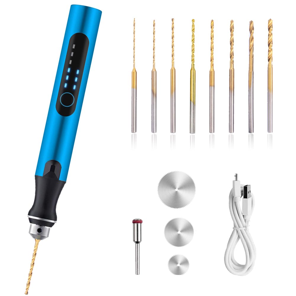 3-Speed Cordless Mini Drill Pen With 8 Small Drill Bits,Rechargeable Electric Hand Drill Pin Vise,Micro Drill Set For Jewelry - WoodArtSupply