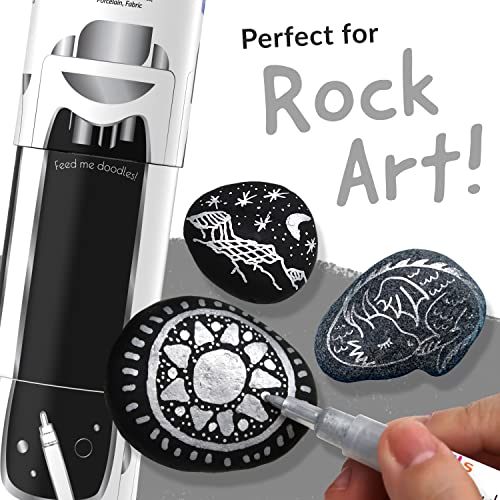 Funcils 5 Acrylic Silver Paint Pen - Silver Marker Metallic Paint Pens for Fabric, Wood, Canvas, Leaf, Metal, Glass - Silver Paint Pen Fine Tip, Thin Funcils