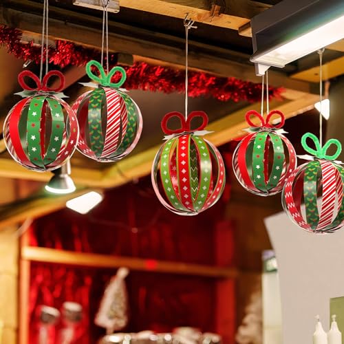 30Pcs Christmas Ball DIY Craft Kit Christmas Ball Paper Strip Crafts Xmas DIY Ornament Crafts Christmas Tree Paper Crafts Decorations Xmas Crafts for CHUNNIN