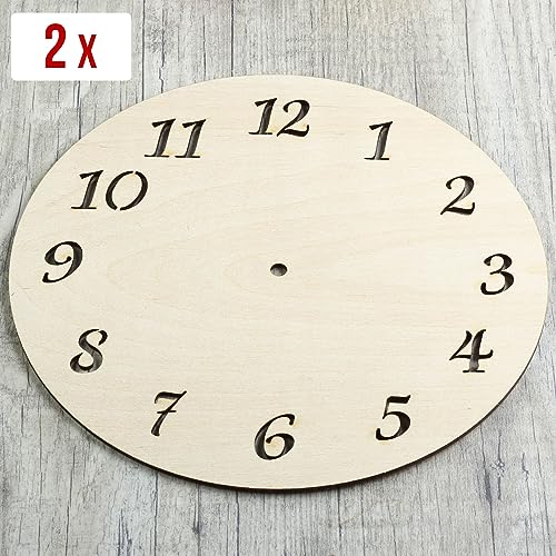 2pcs Unfinished Wall Clock Face for Crafts 8.7", DIY Wood Clock Face Blank, Round Clocks with Laser Cut Numerals, Make Your Own Clock DIY Home Decor - WoodArtSupply