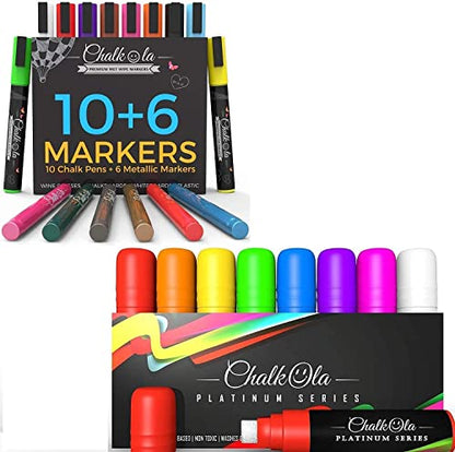 Chalkola Art Bundle - 16 Markers Markers + 8 Bright 15mm - WoodArtSupply