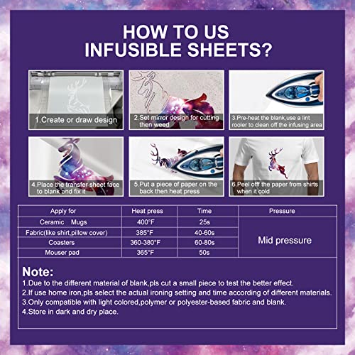 TIFEE Infusible Ink Transfer Sheets 11 Pcs 12" x 10" Galaxy Sublimation Transfer Paper for Cricut Mug DIY T- Shirts Coasters Tote Bags TIFEE