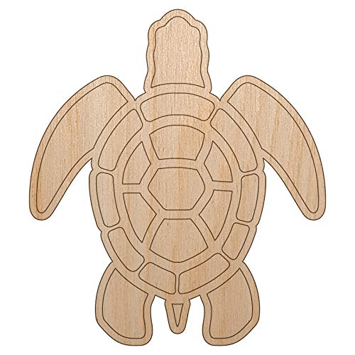 Sea Turtle Tribal Unfinished Wood Shape Piece Cutout for DIY Craft Projects - 1/4 Inch Thick - 6.25 Inch Size