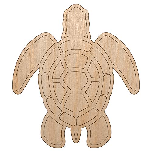 Sea Turtle Tribal Unfinished Wood Shape Piece Cutout for DIY Craft Projects - 1/4 Inch Thick - 6.25 Inch Size - WoodArtSupply