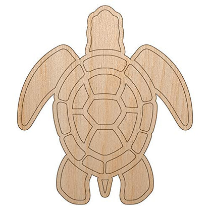 Sea Turtle Tribal Unfinished Wood Shape Piece Cutout for DIY Craft Projects - 1/8 Inch Thick - 6.25 Inch Size
