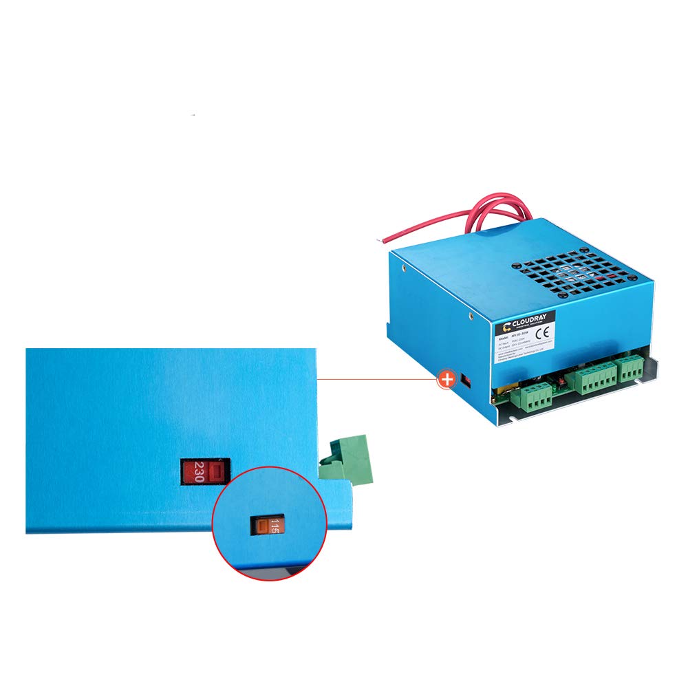 Cloudray 40W Laser Power Supply for CO2 Laser Engravers, Laser Engraver Power Supply 110V/220V Power Supply Replacement for 30W 40W Laser Tube Laser Cloudray