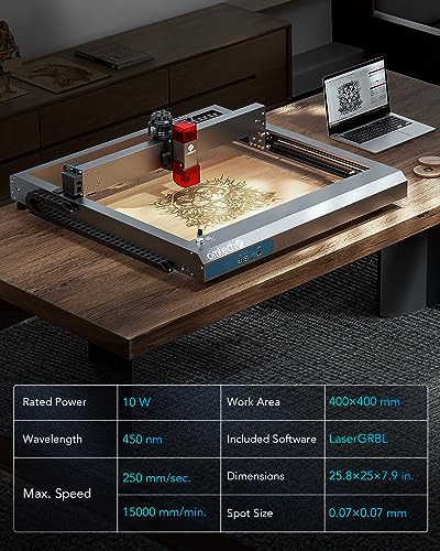 OMTech Light B10 Laser Engraver, 10W Output Diode Laser Module with Air Assist, Desktop Wood Laser Cutter Metal Engraver Machine, Ultra Fast & OMTech