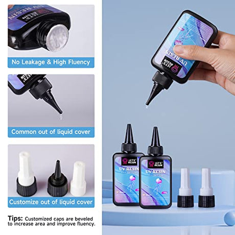LET'S RESIN UV Resin,200g Low Viscosity Crystal Clear Ultraviolet Thin Epoxy Resin, Quick-Curing&Low Shrinkage UV Resin Kit for Crafts, Jewelry LET'S RESIN