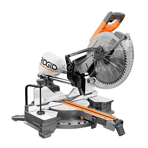 RIDGID 15 Amp Corded 12 in. Dual Bevel Sliding with 70 Deg. Miter Capacity and LED Cut Line Indicator RIDGID