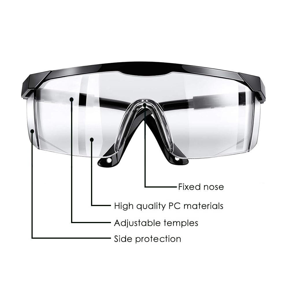 HANCHS Safety Glasses, 5Pack Adjustable Wide-Vision Protective Glasses, Lightweight Fog-Proof Safety Goggles HANCHS