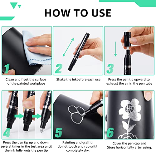 KERIFI 3pcs Silver Liquid Mirror Chrome Markers Permanent Art Liquid Chrome Marker Set, Reflective Gloss Metallic Mirror Markers, Repair Paint Pen KERIFI