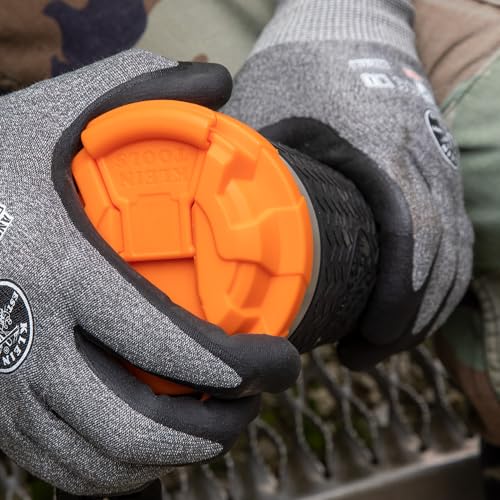 Klein Tools 55580 Stainless Steel Tumbler with Flip-Top Lid, Insulated 20 Oz. Tradesman's Double Wall Vacuum Mug, Slip-resistant Sleeve Klein Tools