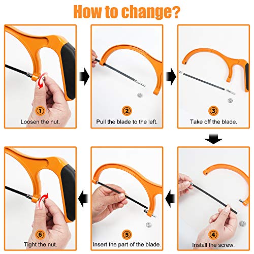 BEETRO Hacksaw Frame Set, 12’’ Hacksaw Frame, 6’’ Hacksaw Frame and 10'' Mini Hacksaw, Including Six Extra Blades, Handsaw for Metal, Wood, PVC Pipes BEETRO