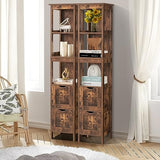 usikey 55.9" Storage Cabinet with 2 Drawers, Wooden Bathroom Floor Cabinet with 3 Open Shelves,for Living Room, Kitchen, Rustic Brown usikey