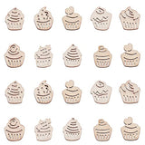 KitBeads 100pcs Random Hollow Cake Unfinished Wood Cutouts Wooden Cupcake Dessert Theme Filligree Wooden Ornament for DIY Crafts Home Decorations KitBeads