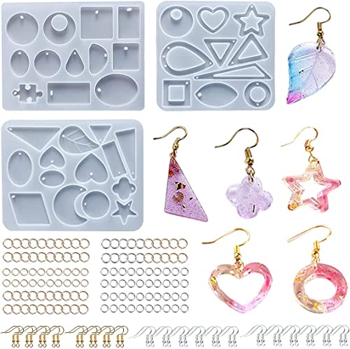 143 Pcs Resin Molds Silicone,Epoxy Resin Molds,Jewelry Keychain Earring Silicone Molds for Epoxy Resin,Resin Kits for Beginners,Molds for Resin