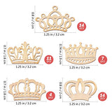 Amosfun 50pcs Cartoon Hollow Out Crown Shape Wooden Pieces Cutouts Craft Embellishments Wood Ornament Manual Accessories for DIY Art Amosfun