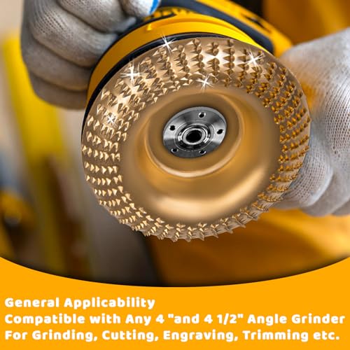 4PCS Angle Grinder Wood Carving Disc Set for 4" or 4 1/2" Attachment, Stump Tool Grinder Disc Wheel Attachments for Woodworking, Wood Shaping Carving Feirenql