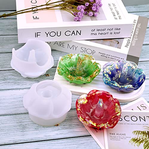 Actvty Ring Holder Resin Mold, 2Pcs Rose Ring Dish Silicone Molds for Epoxy Resin, Silicone Resin Molds for DIY Jewelry Holder Dish, Resin Crafts, Actvty
