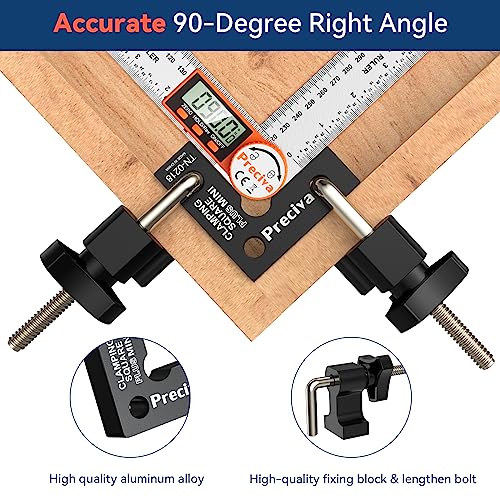 Preciva 90 Degree Mini Positioning Squares 2 Sets (2.32''x 2.32''), Aluminum Alloy Right Angle Clamps Fixing Clamp, Carpenter Corner Clamping Square