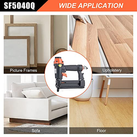 DOTOOL 18 Gauge Pneumatic Brad Nailer 2-in-1 Nail Accepts 5/8 to 2 Inch Brad Nails and 5/8 to 1-5/8 Inch Crown Staples Tool-Free Air-powered Nail Gun DOTOOL