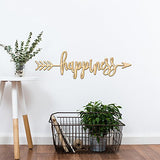 Happiness Right Arrow Wood Sign Home Decor Wall Art Hanging Rustic Unfinished 12" x 4" Woodums
