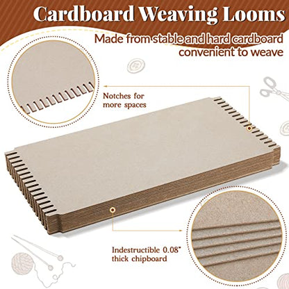 Pajean 24 Pack Cardboard Weaving Looms Weaving Loom for Kids Wide Notch Weaving Loom Weaving Boards Loom for Beginners Knitting Sewing Crochet Basket - WoodArtSupply