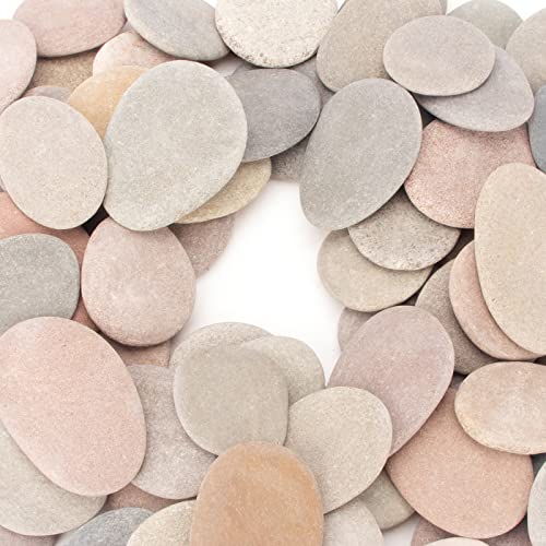 [About 97 PCS - 105 PCS](18 Pounds) Painting Rocks,2.33"-3.72" River Rocks,DIY Rocks,Flat Rocks,Craft Rocks,Natural Stones BLXQI